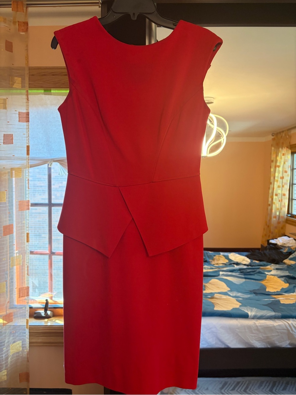 Ted Baker Red Sleeveless Peplum Sheath Dress